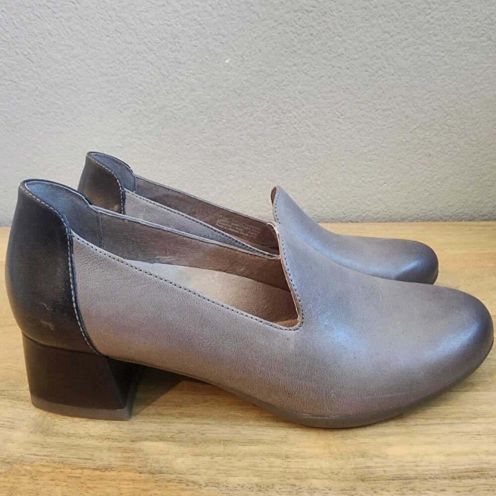 Dansko Shoes Womens Size 38 Gray Leather Block Heel Comfort Slip On Professional